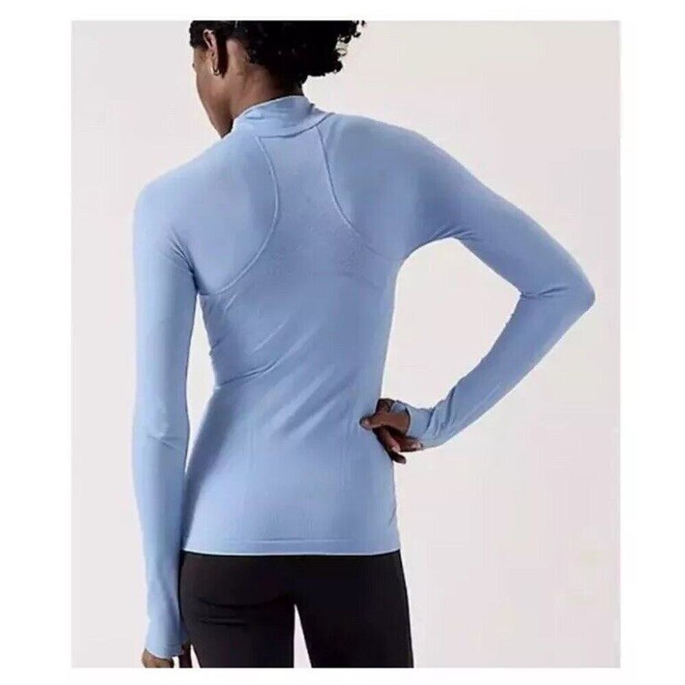 Athleta Momentum Activewear Shirt Blue Seamless Long Sleeves Zip Up Women's XL - Picture 7 of 7